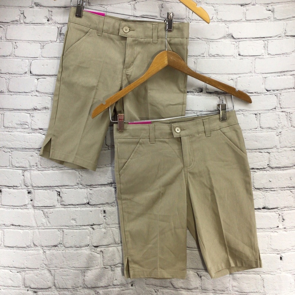 French Toast Shorts Girls Sz 10 Uniform Beige Lot of 2 Pairs New NWT